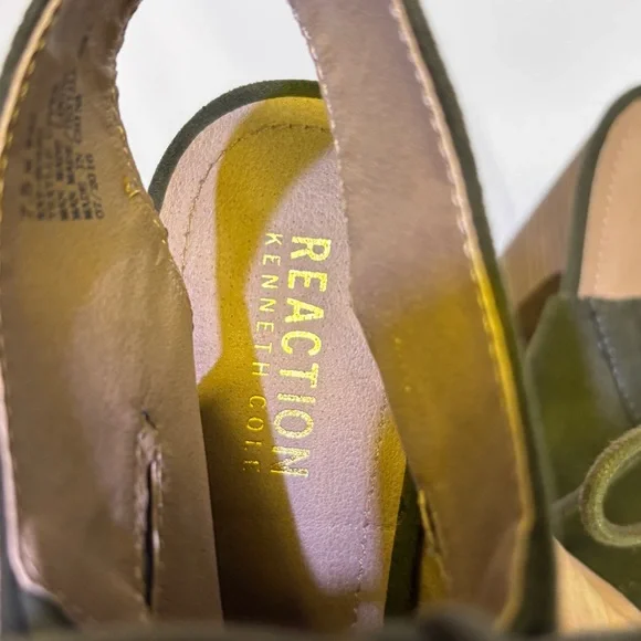 Olive Green Peep-Toe Heels with Chunky Heel - Picture 8 of 10